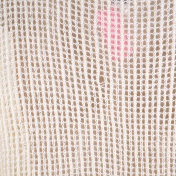 Keren Hart Womens Sweater SIze M Crocheted Ivory Crew Neck Bell Long Sleeve - Picture 6 of 10